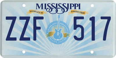 MS license plate ZZF517