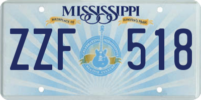 MS license plate ZZF518