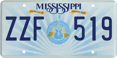 MS license plate ZZF519
