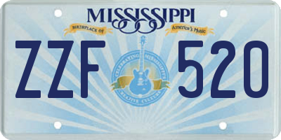 MS license plate ZZF520