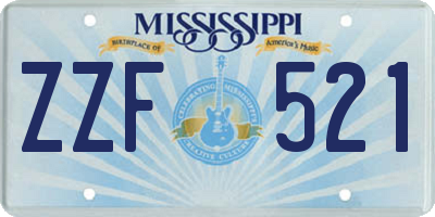 MS license plate ZZF521