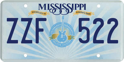 MS license plate ZZF522