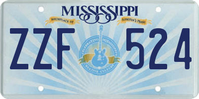 MS license plate ZZF524