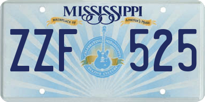 MS license plate ZZF525