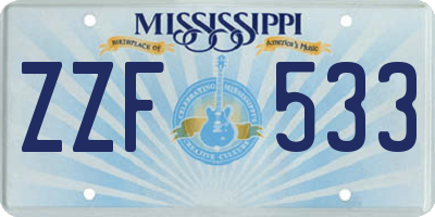 MS license plate ZZF533