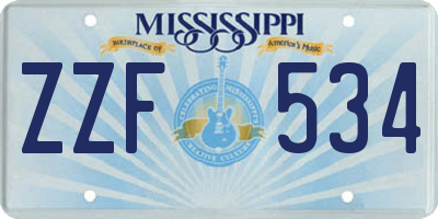 MS license plate ZZF534