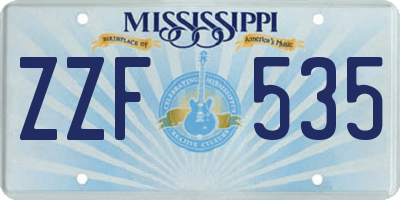 MS license plate ZZF535