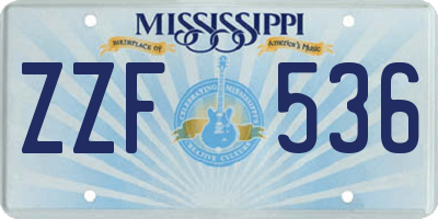 MS license plate ZZF536