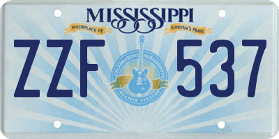 MS license plate ZZF537