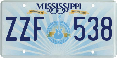 MS license plate ZZF538