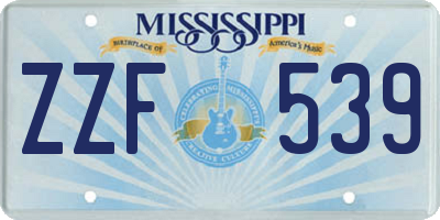 MS license plate ZZF539