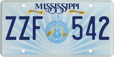 MS license plate ZZF542
