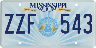 MS license plate ZZF543