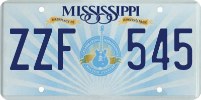 MS license plate ZZF545