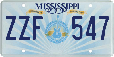 MS license plate ZZF547