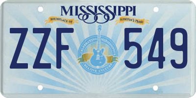 MS license plate ZZF549