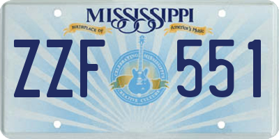 MS license plate ZZF551