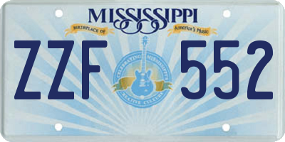 MS license plate ZZF552