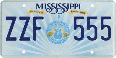 MS license plate ZZF555