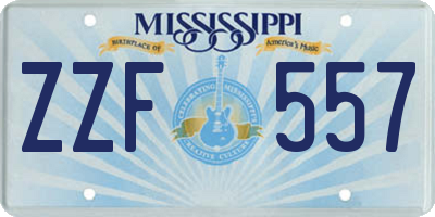 MS license plate ZZF557