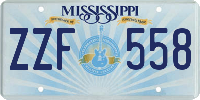 MS license plate ZZF558