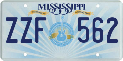 MS license plate ZZF562