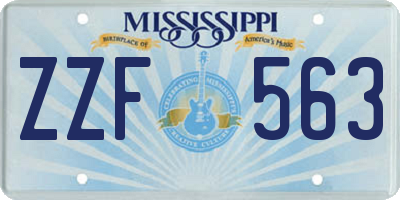 MS license plate ZZF563
