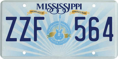 MS license plate ZZF564