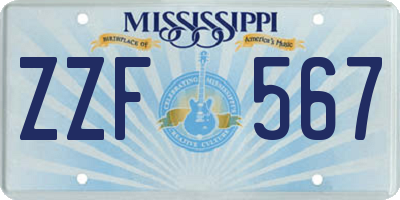 MS license plate ZZF567