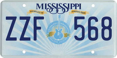 MS license plate ZZF568