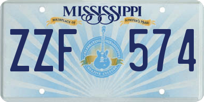 MS license plate ZZF574