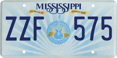 MS license plate ZZF575