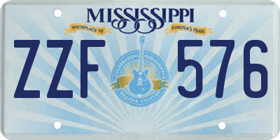 MS license plate ZZF576