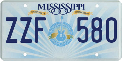 MS license plate ZZF580
