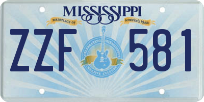 MS license plate ZZF581