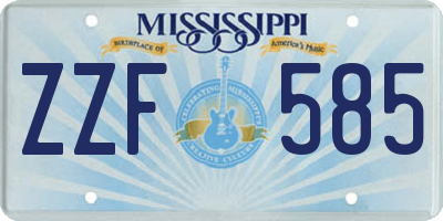 MS license plate ZZF585