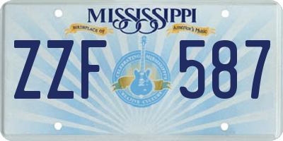 MS license plate ZZF587