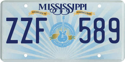 MS license plate ZZF589