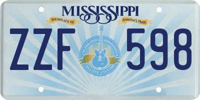 MS license plate ZZF598