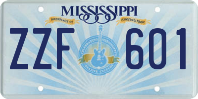 MS license plate ZZF601