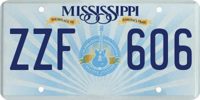 MS license plate ZZF606