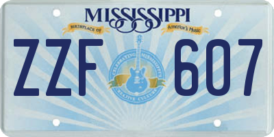 MS license plate ZZF607