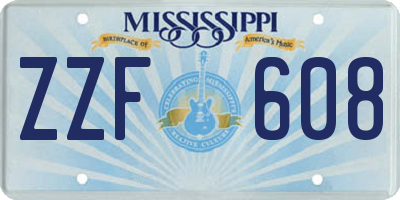 MS license plate ZZF608