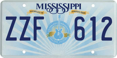 MS license plate ZZF612
