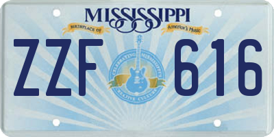 MS license plate ZZF616