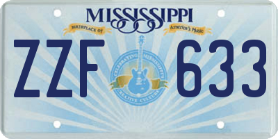MS license plate ZZF633