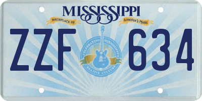 MS license plate ZZF634