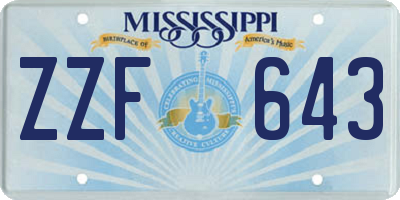 MS license plate ZZF643