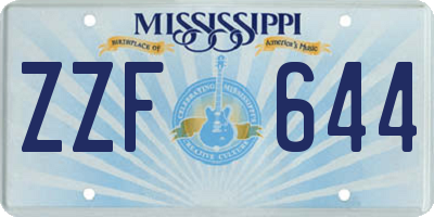 MS license plate ZZF644