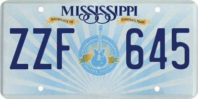 MS license plate ZZF645